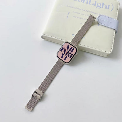 适用iwatch7苹果手表带星光色金属不锈钢官方米兰尼斯男女潮批发