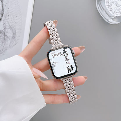 适用iwatch7苹果手表带星光色金属不锈钢官方米兰尼斯男女潮批发