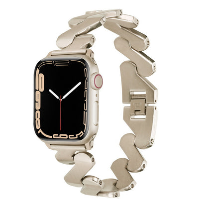 适用iwatch7苹果手表带星光色金属不锈钢官方米兰尼斯男女潮批发