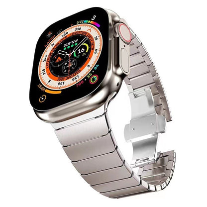 适用iwatch7苹果手表带星光色金属不锈钢官方米兰尼斯男女潮批发