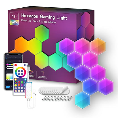 LED Hexagon Lights Remote Controlled, RGB LED Wall Lights Touch Sensitve Hexagon Light Panels for Wall Gaming LED Lights for Gaming Setup,  for Living Room/Bedroom/TV