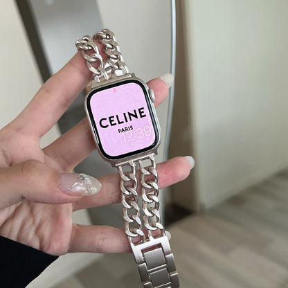 适用iwatch7苹果手表带星光色金属不锈钢官方米兰尼斯男女潮批发