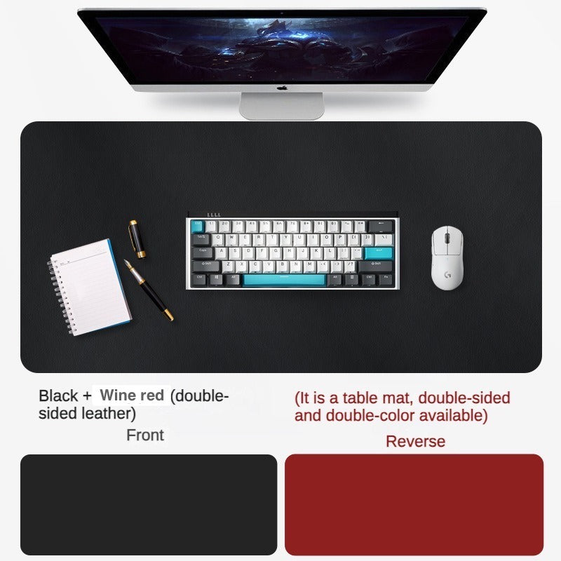 Double-sided Leather mouse pad， waterproof, anti-slip, suitable for mouse and keyboard