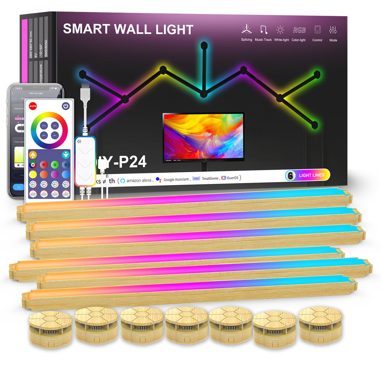 Smart Wall Light  RGB LED Wall Lights Touch  for Wall Gaming LED Lights for Gaming Setup,  for Living Room/Bedroom/TV