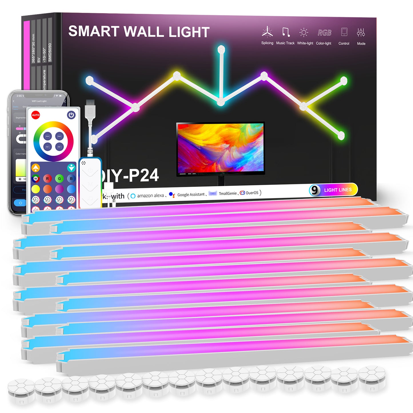 Smart Wall Light  RGB LED Wall Lights Touch  for Wall Gaming LED Lights for Gaming Setup,  for Living Room/Bedroom/TV