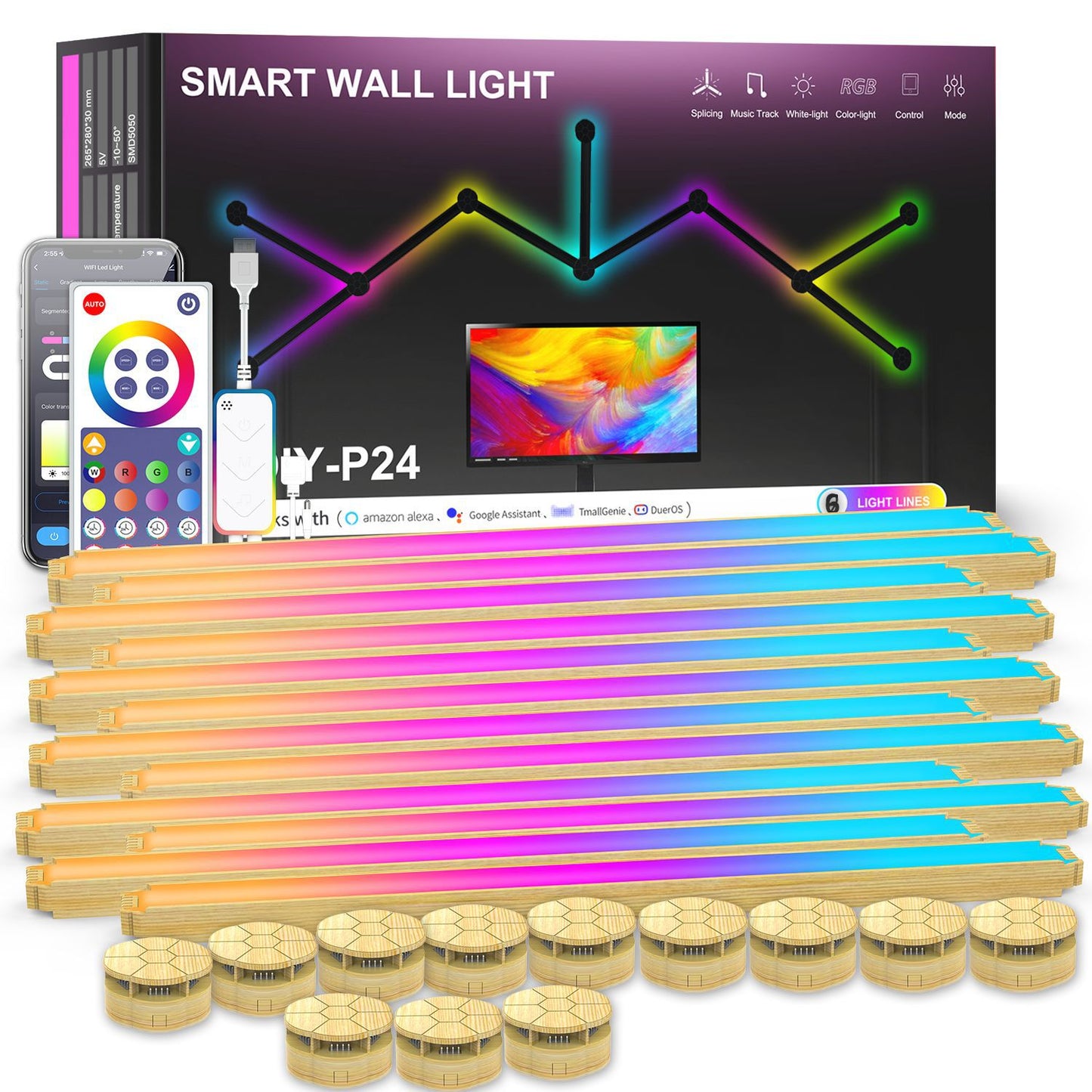 Smart Wall Light  RGB LED Wall Lights Touch  for Wall Gaming LED Lights for Gaming Setup,  for Living Room/Bedroom/TV