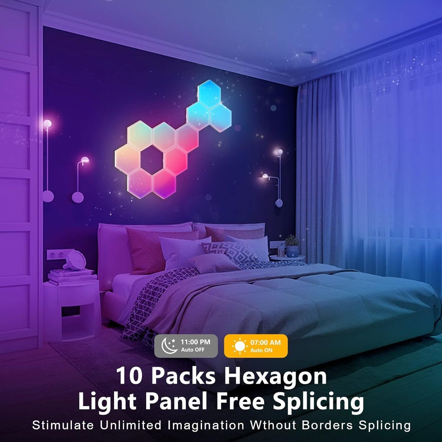 LED Hexagon Lights Remote Controlled, RGB LED Wall Lights Touch Sensitve Hexagon Light Panels for Wall Gaming LED Lights for Gaming Setup,  for Living Room/Bedroom/TV